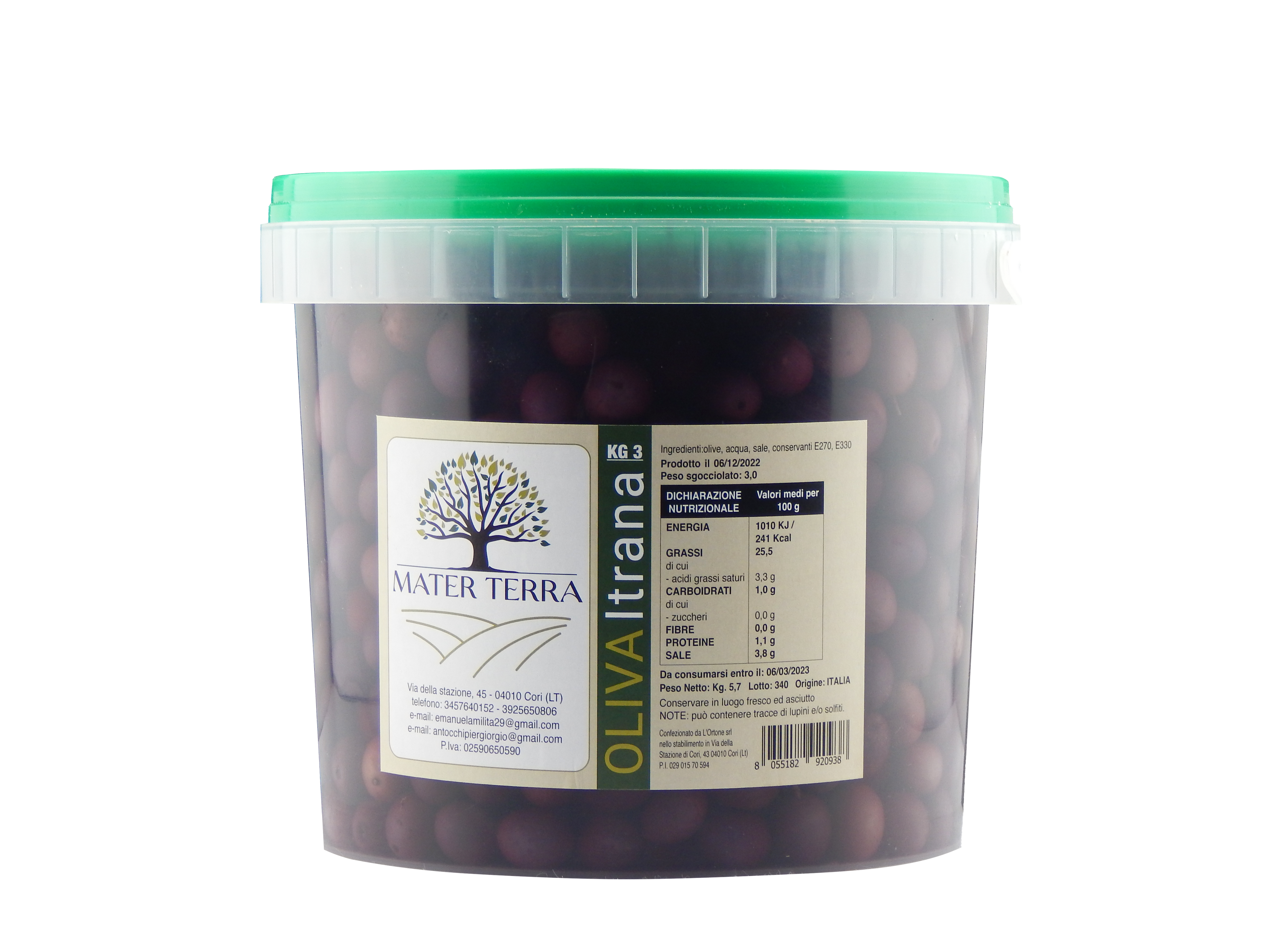 Itrana black olive in brine
